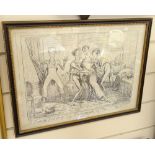 J Cruikshank, caricature print, a Dandy fainting or an exquisite in fits (scene a private box