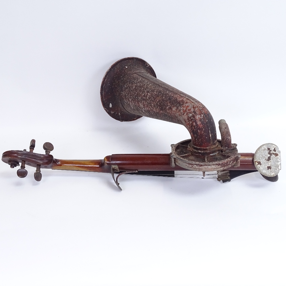 An early 20th century Stroviols 4-string phono-fiddle, with aluminium horn, main body length 62m ( - Image 2 of 2