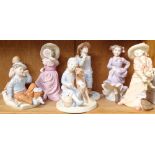 A set of Coalport bisque porcelain Children of the Week, with certificates