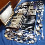 Various cased sets of cutlery