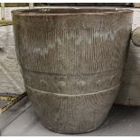 A large circular ceramic glazed planter, H51cm