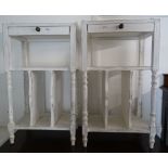 A pair of modern white painted bedside tables, with single drawer, W36cm