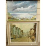 Maurice, oil on board, view of Hastings fishing harbour, and C Ward, oil on board, Canterbury West