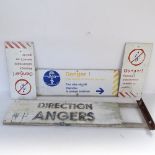 4 Vintage French road signs, largest length 87cm (4)