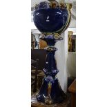 A Majolica style Art Nouveau jardiniere and pedestal, H97cm