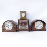 3 Vintage mantel clocks, and a brass-cased carriage clock (4)