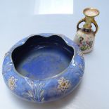 A Royal Doulton flower bowl with floral motifs, 21cm, and a Doulton Burslem Victorian vase