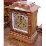 An Edwardian walnut-cased 2-train bracket clock, 24cm