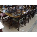 A 19th century mahogany 2-section D-end dining table, on sabre leg base, length 138cm, together with