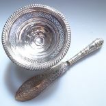 A silver comport, with an embossed and pierced edge on turned foot, together with a Victorian