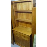 A modern pine 2-section kitchen dresser, W92cm