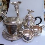 A Mappin & Webb silver plated 3-piece tea set, with inscription to R H Hayley-Barker 1983, a 3-
