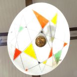 A retro multi-coloured glass ceiling light fitting, shade length 50cm