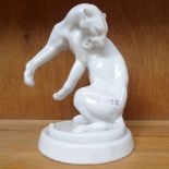 A Meissen white glaze porcelain leopard, height 18cm