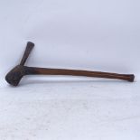 An African tribal carved hardwood short axe/hatchet, length 56cm