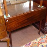 19th century mahogany Pembroke table, with end frieze drawer, raised on turned legs, W83cm