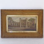 D Harper, oil on panel, entrance to Battle Abbey, 15cm x 30cm, gilt-framed