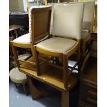 An Art Deco oak bow-end draw leaf dining table, together with a set of 4 matching chairs