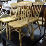 A set of 4 Vintage elm-seated kitchen chairs