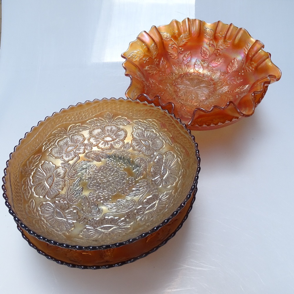 3 Carnival glass comports, a boxed Royal Worcester Golden Jubilee dish, and a Victorian - Image 2 of 2