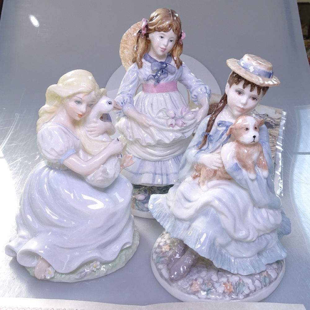 3 Coalport figures of young girls - Childhood Joys, Best Friends, a Goose Girl, tallest 20cm, with - Image 2 of 2