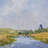 Claude Murrills, watercolour, Jack and Jill Windmills Brighton, 10" x 13", and Edwin Harris,