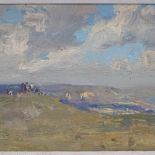 Alexei Sokolov (Russian born 1912), oil on board, Crimean landscape, circa 1960s, 7" x 16.5", framed
