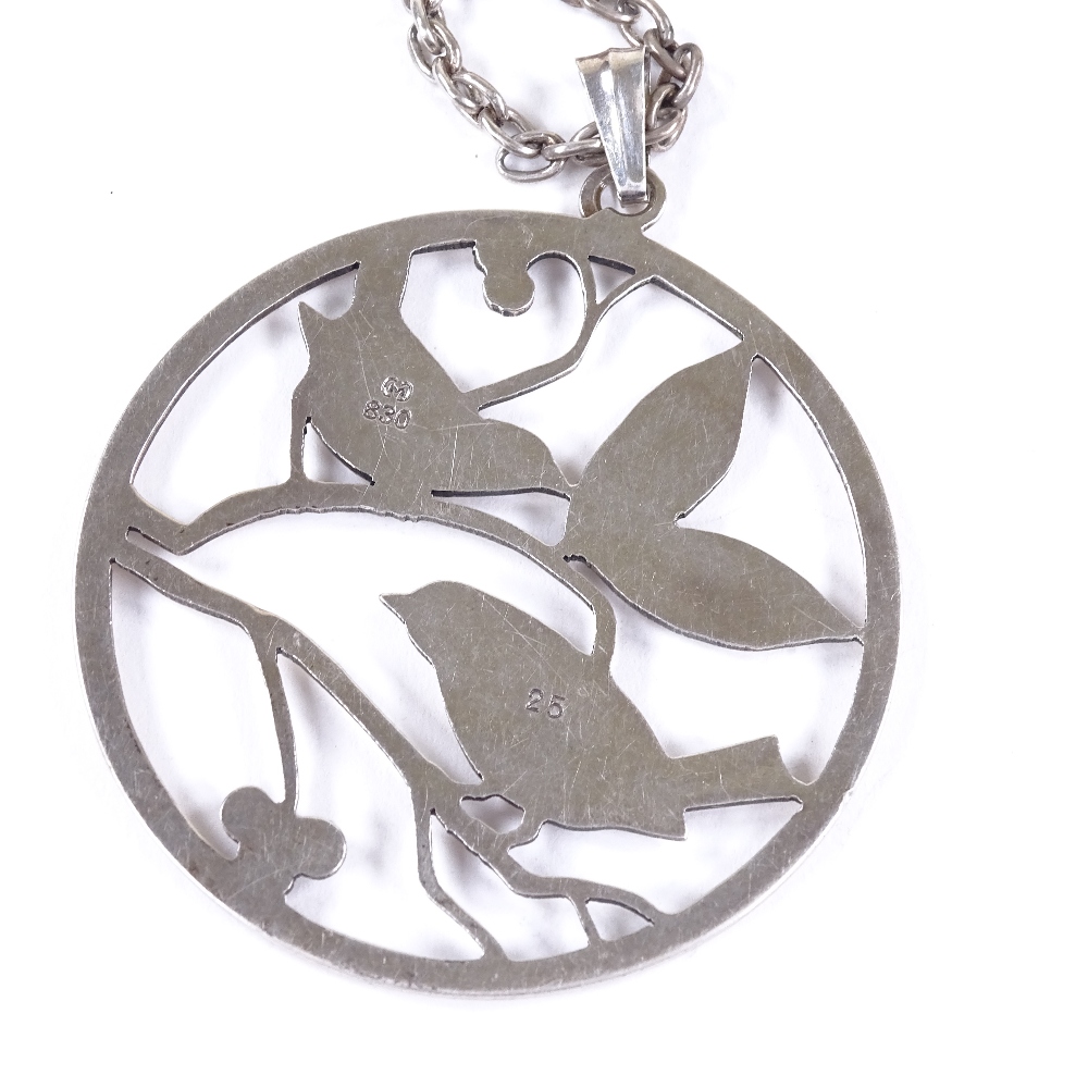 CARL M COHR - a large Danish stylised silver bird pendant necklace, model no. 25, on sterling chain, - Image 4 of 4