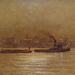 Herbert Ahier, watercolour, pea soup, Port of London, signed, 8" x 12", framed Good condition