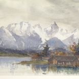 Evelyn Le Poer Power (1898 - 1969), 3 watercolours, Swiss mountain landscapes, largest 9" x 15"