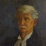 19th/20th century oil on canvas laid on board, portrait of a Barrister, unsigned, 24" x 20",