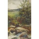 Early 20th century watercolour, river scene, indistinctly signed, 9.5 x 5.5",