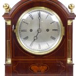 A 19th century mahogany and satinwood inlaid dome-top bracket clock, double fusee movement, striking