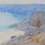 Clifford George Blampied, watercolour, coastal scene Jersey, signed, 9.5" x 13.5", framed Very