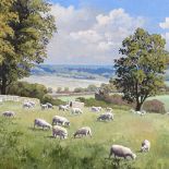Nicholas Englefield, oil on board, sheep at East Dean, signed, 18" x 24", framed Very good condition
