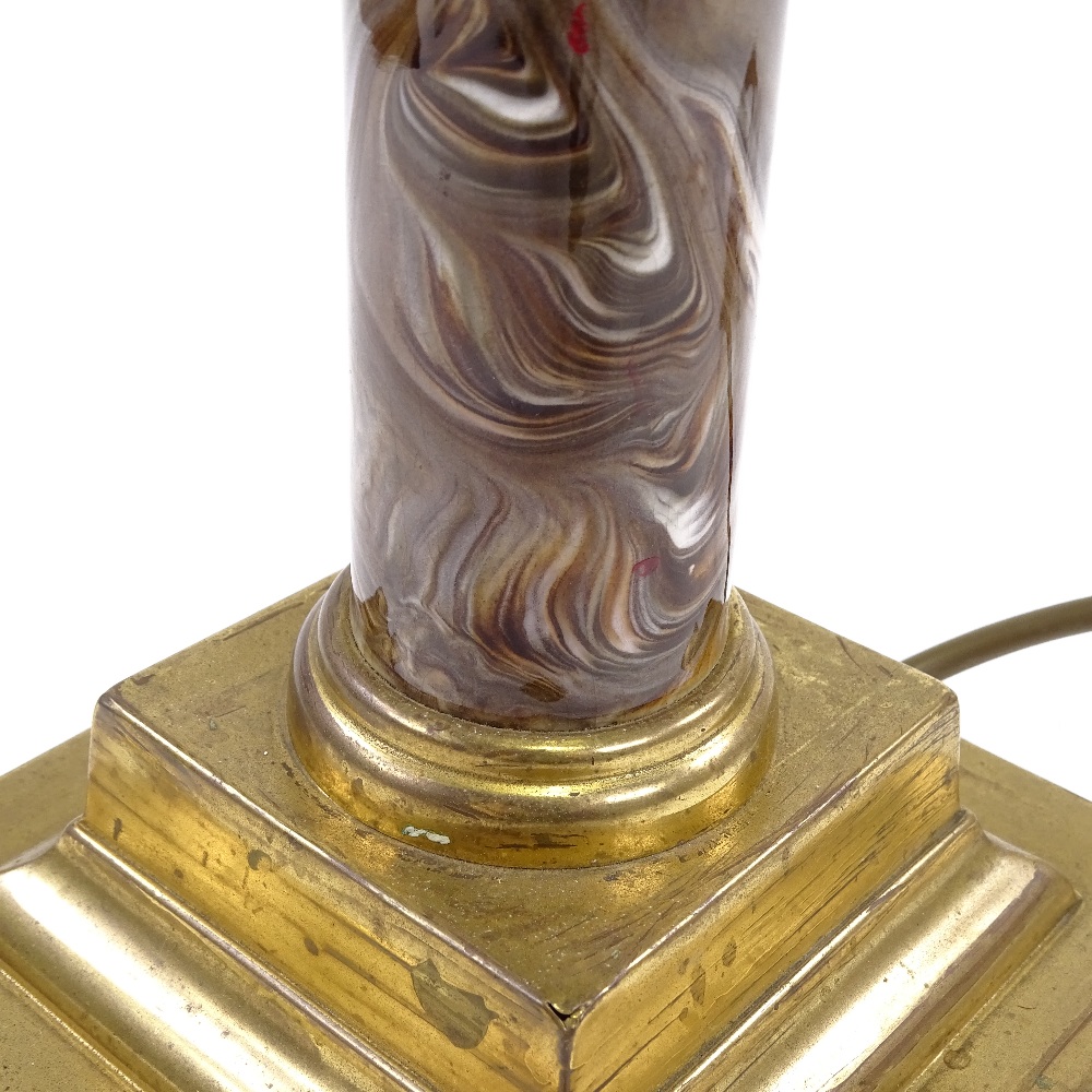 A brass Corinthian column table lamp with simulated marble column, height excluding fitting 35cm - Image 3 of 5