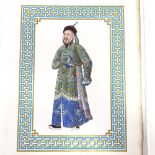 19th century Chinese School, 3 gouache paintings, studies of nobility, sheet size 11" x 9", unframed