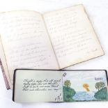 A Victorian leather-bound album containing prints, scraps and text, and a First War Period autograph