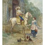 D Buccianelli, watercolour, The Stirrup Cup, signed with original labels verso, 24" x 17.5",