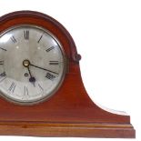 A large mahogany dome-top mantel clock, fusee movement, back plate signed JJE, model no. 68007, case