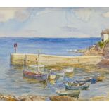 Early 20th century watercolour, Porthscatho Cornwall, unsigned, 6" x 10", framed Good condition