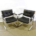 KARL ERIK EKSELIUS FOR JOC - A pair of Swedish mid-century aluminium-framed Mondo elbow chairs, with