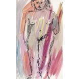 William Gear, mixed media watercolour/ink on paper, standing figure, unsigned, circa 1938, 18.5" x