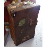 A Victorian leather and studded suitcase, with some remaining labels