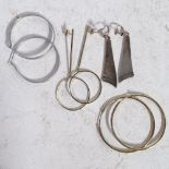 4 pairs of Scandinavian stylised earrings, silver and silver-gilt