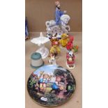 Rye Pottery Canterbury Tales figure, Royal Albert and Goebels figures etc