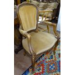 A Continental beech-framed open arm bedroom chair