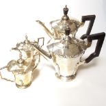 A silver plated Art Deco 4-piece tea and coffee set, stylised design, base stamped R.T.C