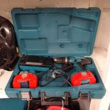 A Makita 18v cordless drill, with 2 1.3 Ah batteries and charger, cased, GWO