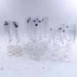 WITHDRAWN - A set of 6 Bohemian crystal Champagne flutes, a set of 12 Champagne flutes, height 26cm